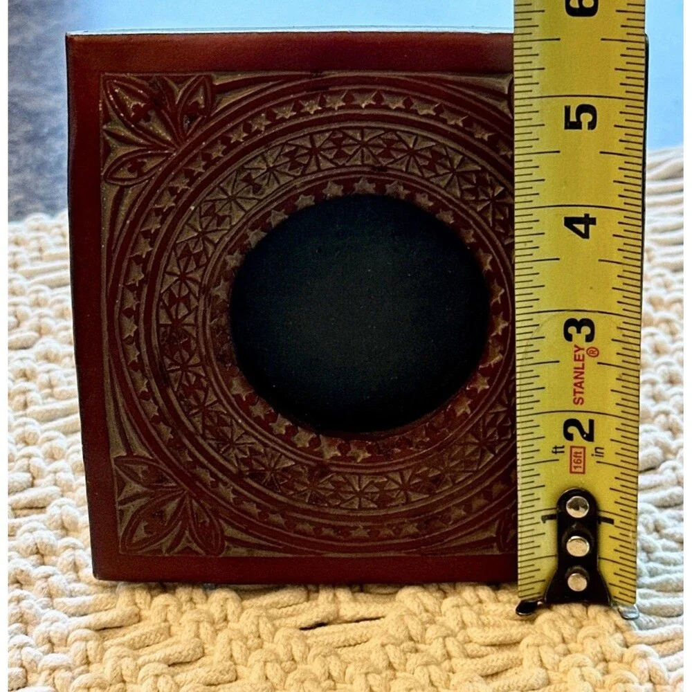 Set Of 2 Carved‎ Mandala Style Square Picture frame ornate raised Circle Glass